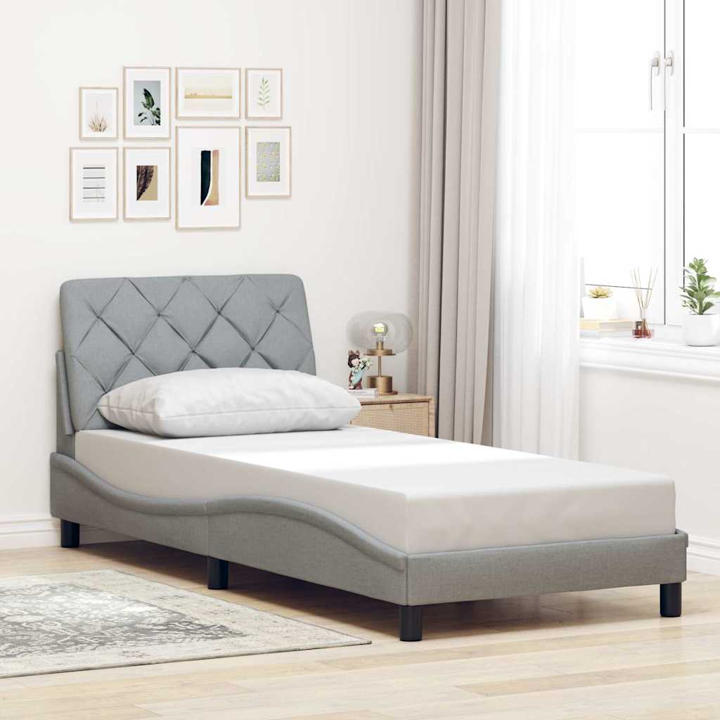 Okvir za krevet bez madraca svjetlosivi 90x190 cm od tkanine
