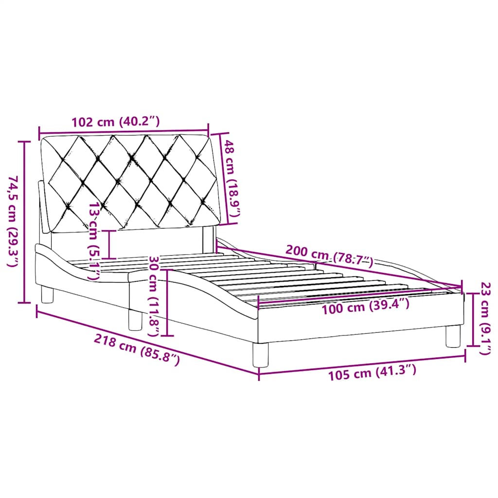 Okvir kreveta bez madraca svjetlosivi 100x200 cm od tkanine