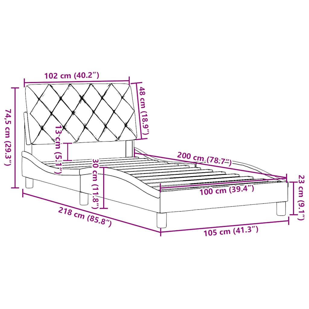 Okvir za krevet bez madraca crni 100x200 cm od tkanine