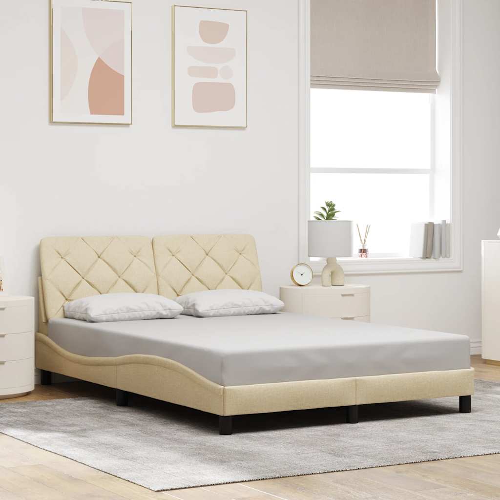 Okvir za krevet bez madraca krem 140 x 190 cm od tkanine