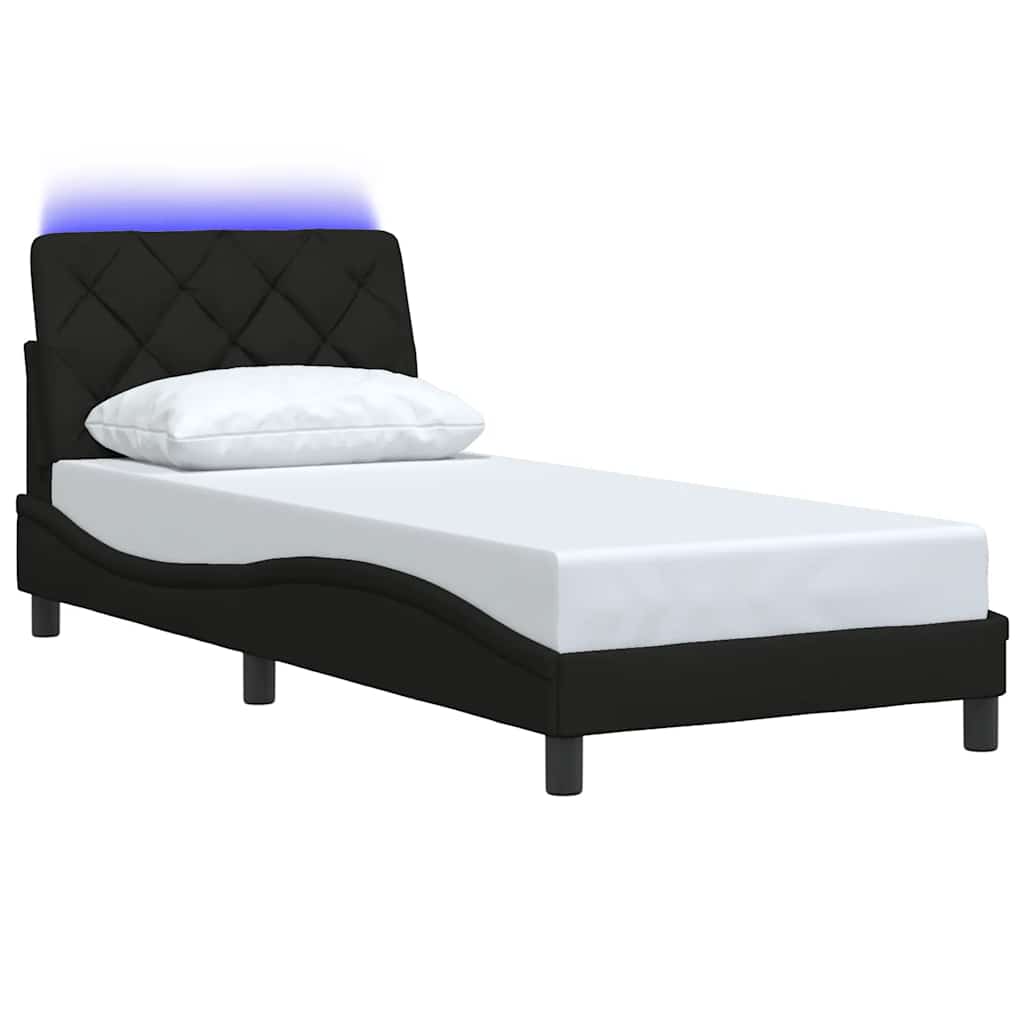 Okvir kreveta s LED-om bez madraca crni 80x200cm od tkanine