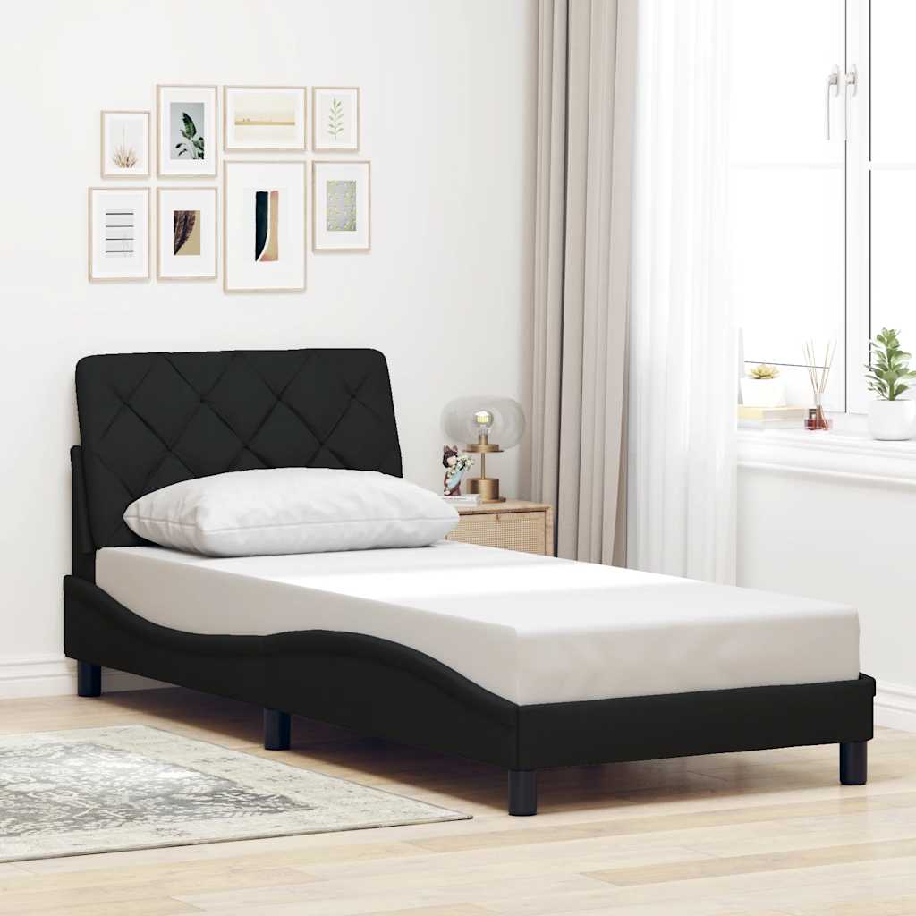 Okvir kreveta s LED-om bez madraca crni 80x200cm od tkanine