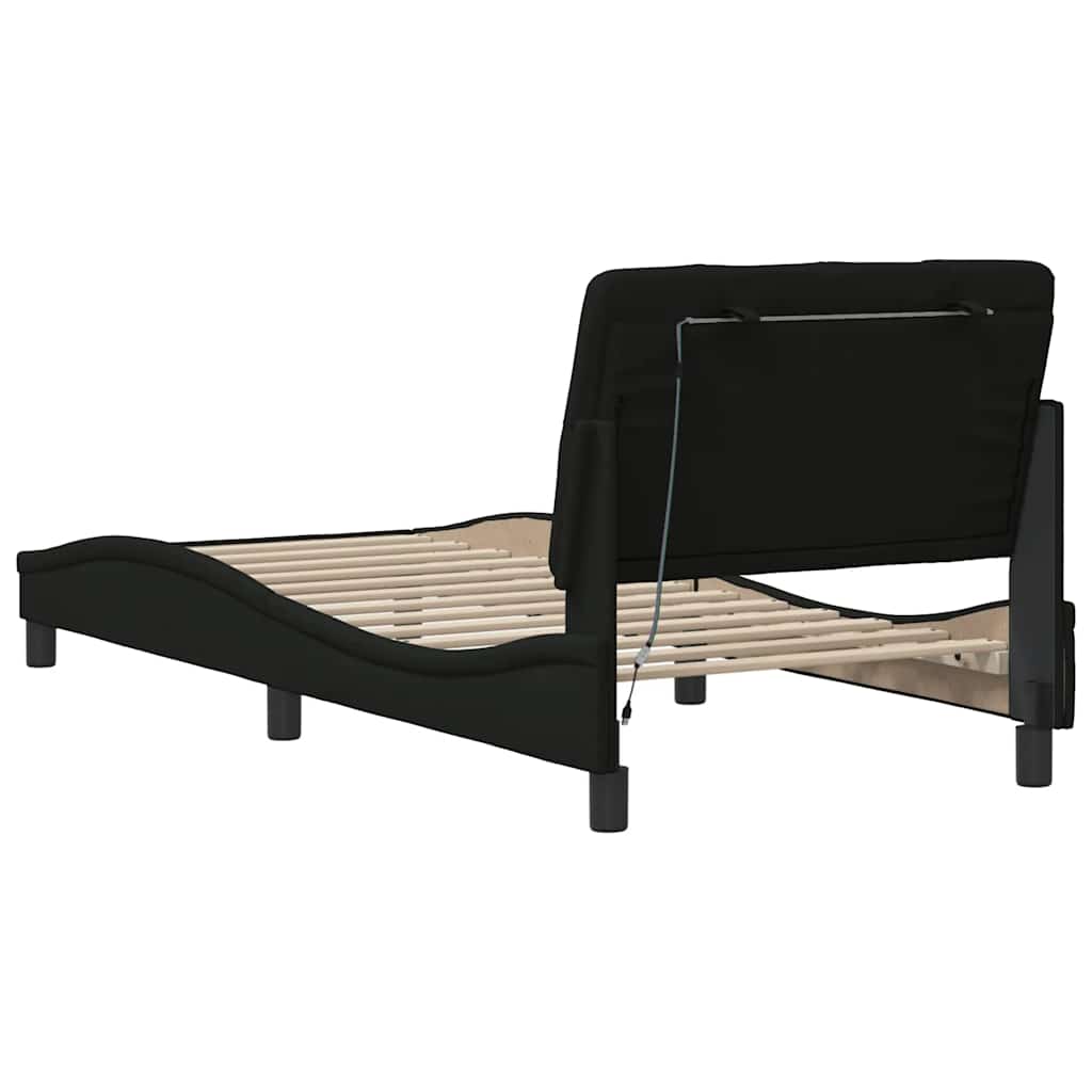 Okvir kreveta s LED-om bez madraca crni 90x200cm od tkanine
