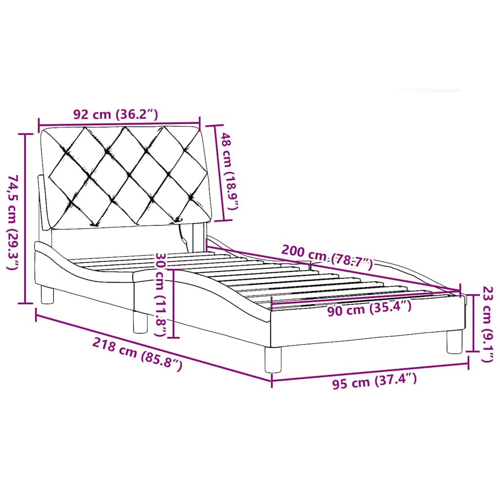 Okvir kreveta s LED-om bez madraca 90x200cm tkanine