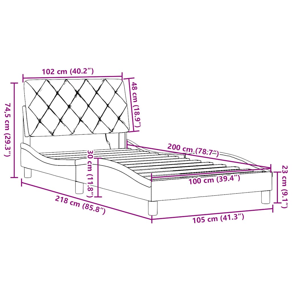 Okvir kreveta s LED-om bez madraca 100x200 cm od tkanine