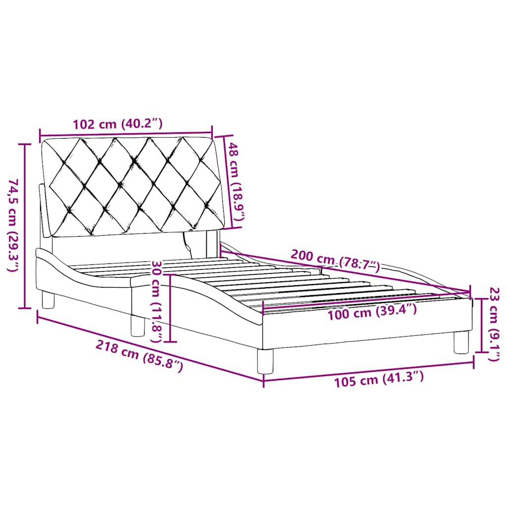 Okvir kreveta s LED-om bez madraca 100x200 cm od tkanine