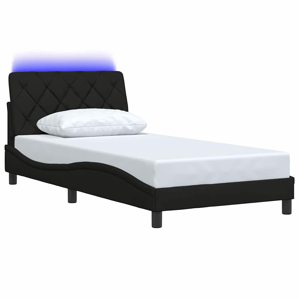 Okvir kreveta s LED-om bez madraca crni 100x200 cm od tkanine