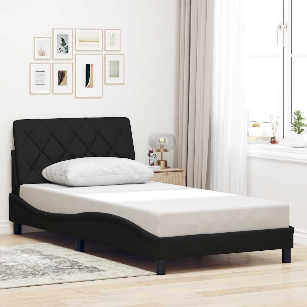 Okvir kreveta s LED-om bez madraca crni 100x200 cm od tkanine