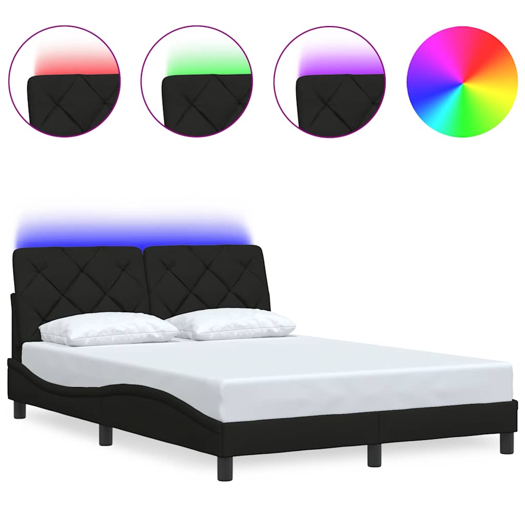 Okvir kreveta s LED-om bez madraca crni 120 x 200 cm od tkanine