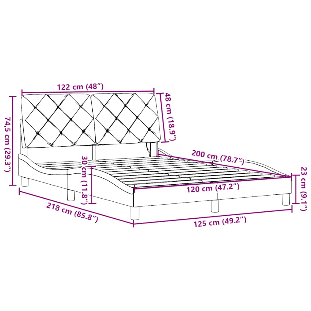 Okvir kreveta s LED-om bez madraca crni 120 x 200 cm od tkanine