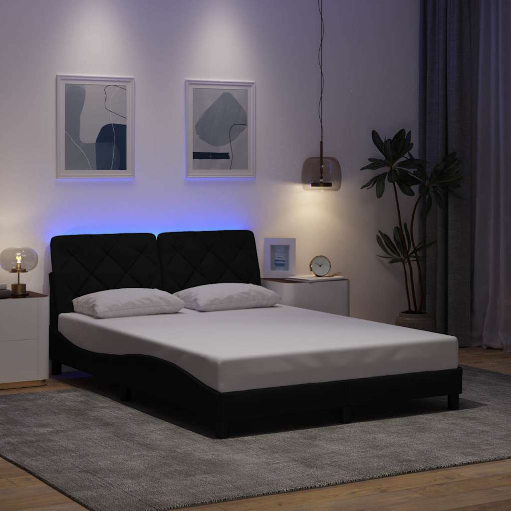 Okvir kreveta s LED-om bez madraca crni 120 x 200 cm od tkanine