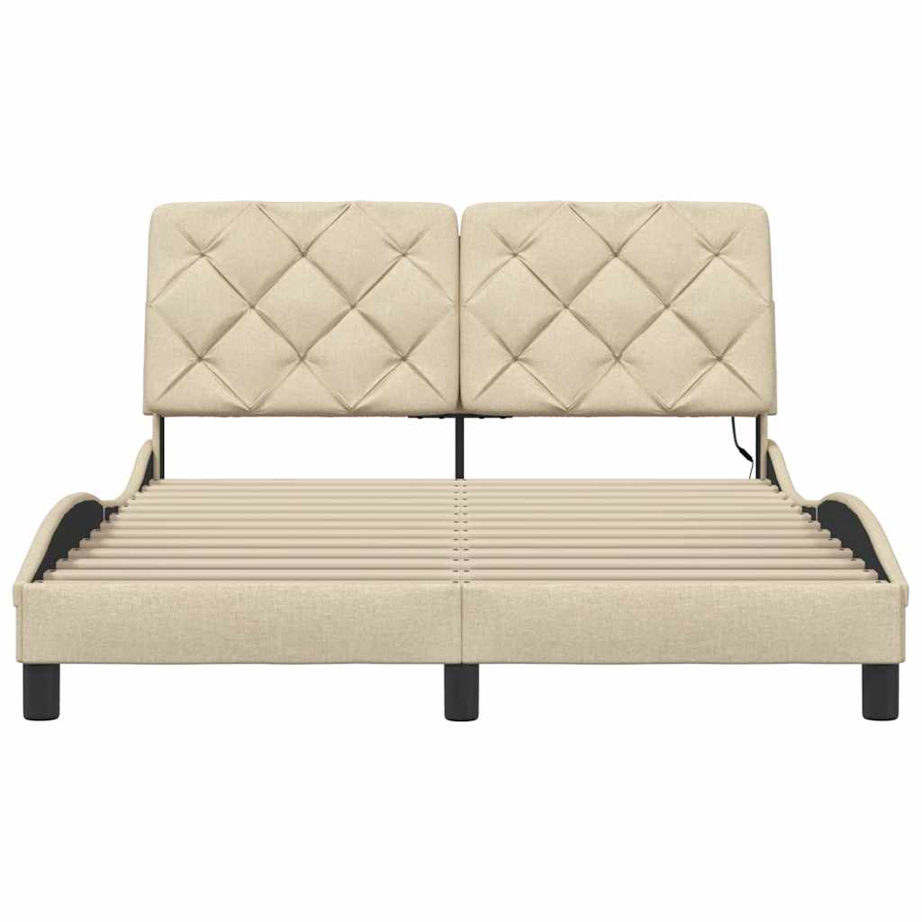 Okvir kreveta s LED-om bez madraca krem 120x200 cm Tkanina