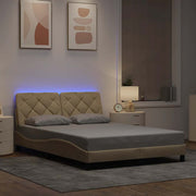 Okvir kreveta s LED-om bez madraca krem 120x200 cm Tkanina
