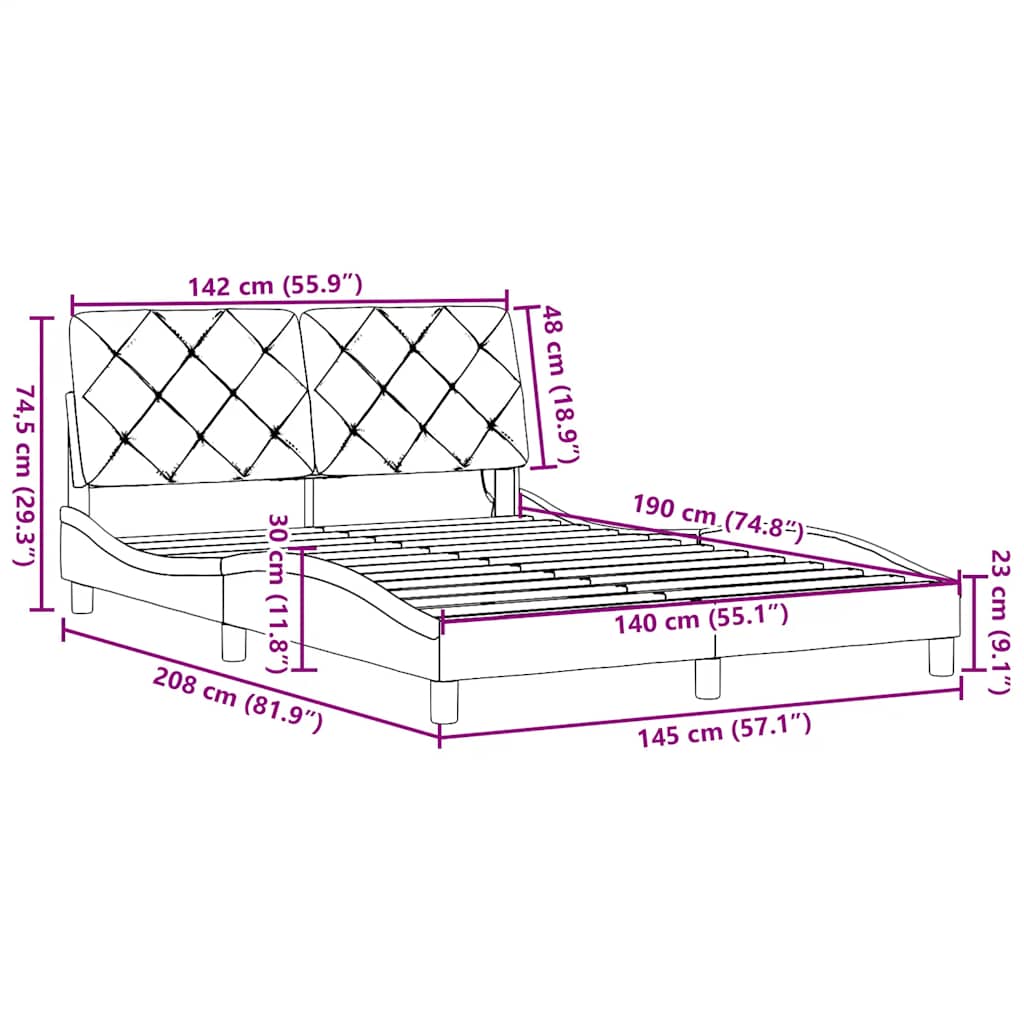 Okvir kreveta s LED-om bez madraca 140 x 190 cm od tkanine