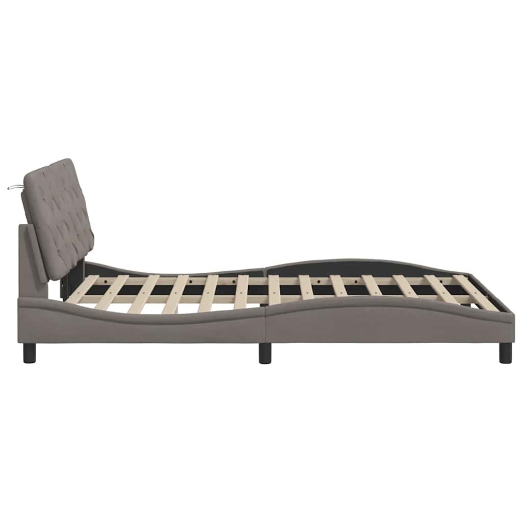 Okvir kreveta s LED-om bez madraca Taupe 140x190 cm tkanina