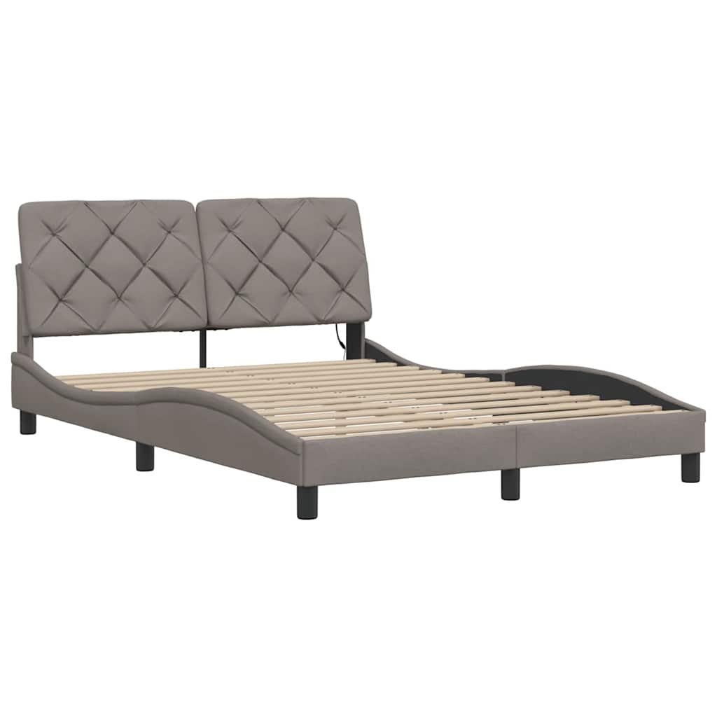 Okvir kreveta s LED-om bez madraca Taupe 140x190 cm tkanina