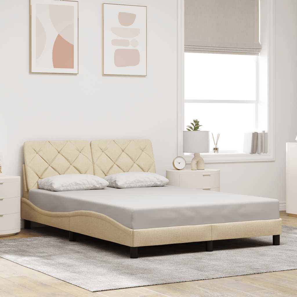 Okvir kreveta s LED-om bez madraca krem 140x190 cm Tkanina