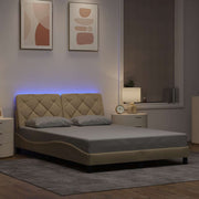 Okvir kreveta s LED-om bez madraca krem 140x190 cm Tkanina