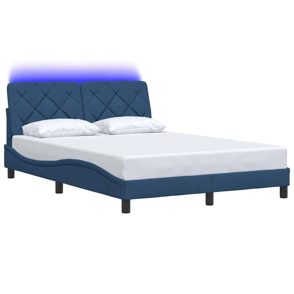 Okvir kreveta s LED-om bez madraca Plavi 140x190 cm Tkanina