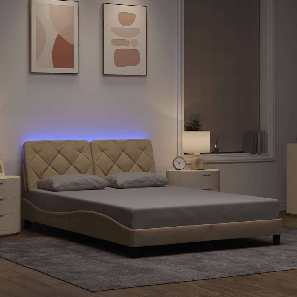 Okvir kreveta s LED-om bez madraca 140 x 200 cm od tkanine