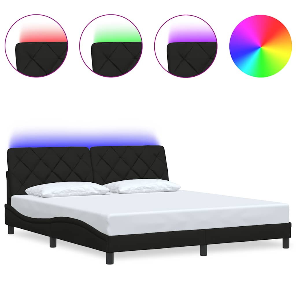Okvir kreveta s LED-om bez madraca crni 180x200 cm od tkanine