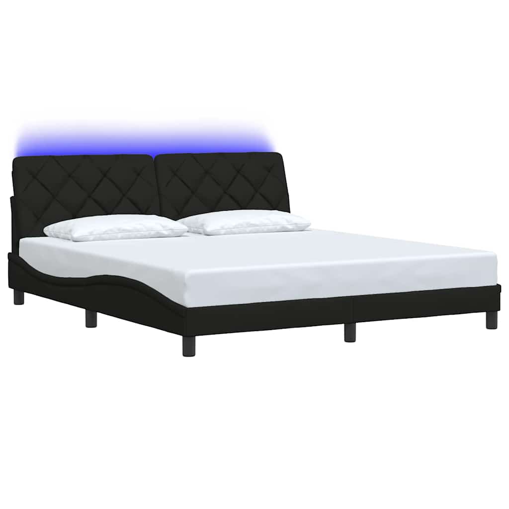 Okvir kreveta s LED-om bez madraca crni 180x200 cm od tkanine
