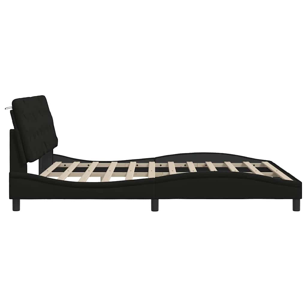Okvir kreveta s LED-om bez madraca crni 180x200 cm od tkanine