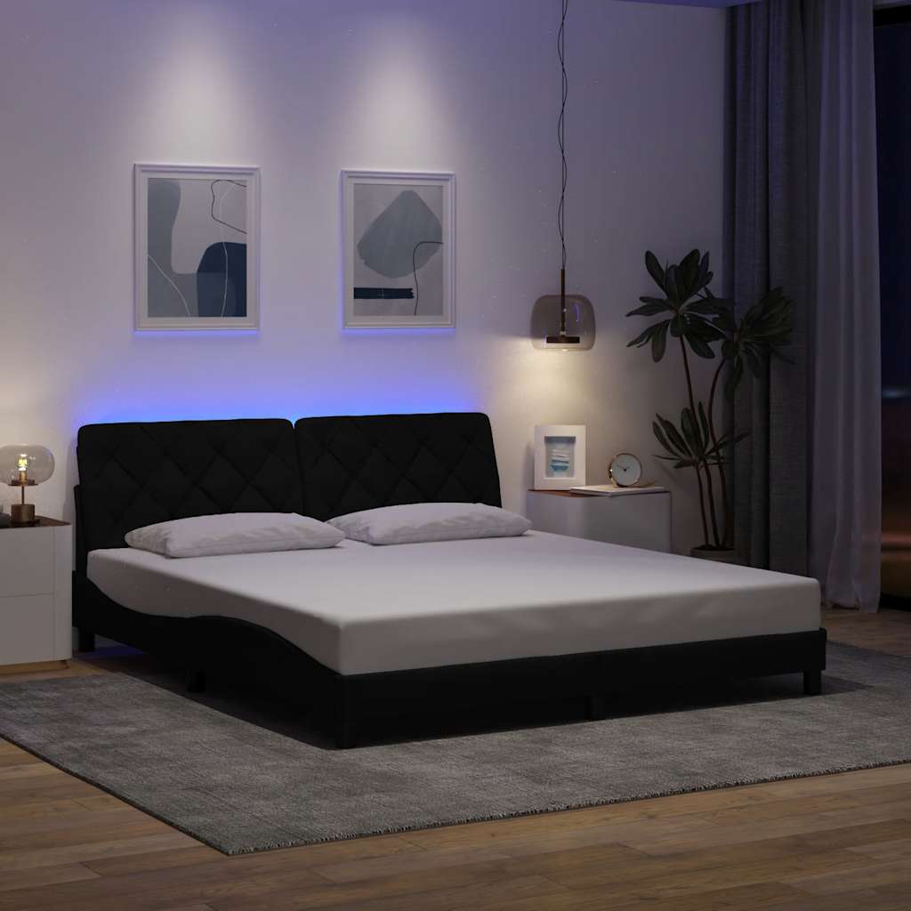 Okvir kreveta s LED-om bez madraca crni 180x200 cm od tkanine