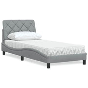 Krevet s madracem svjetlosivi 90x190 cm od tkanine