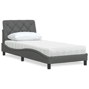 Krevet s madracem tamnosivi 90x200 cm od tkanine