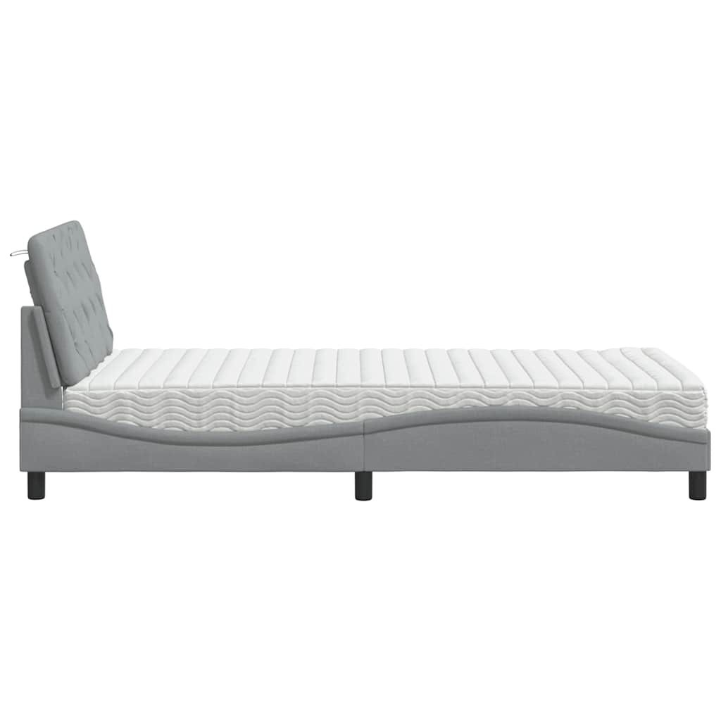 Krevet s madracem svjetlosivi 100x200 cm od tkanine