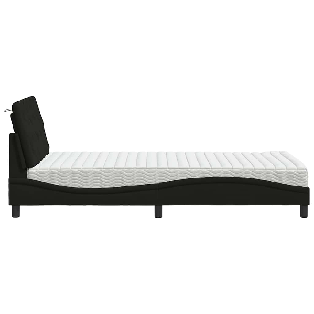 Krevet s madracem crni 100 x 200 cm od tkanine