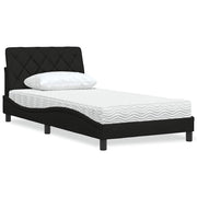 Krevet s madracem crni 100 x 200 cm od tkanine
