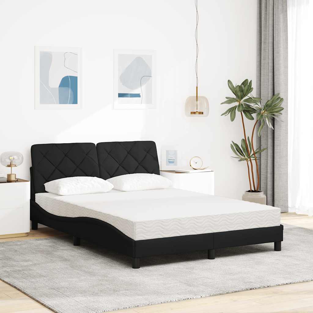 Krevet s madracem crni 120 x 200 cm od tkanine