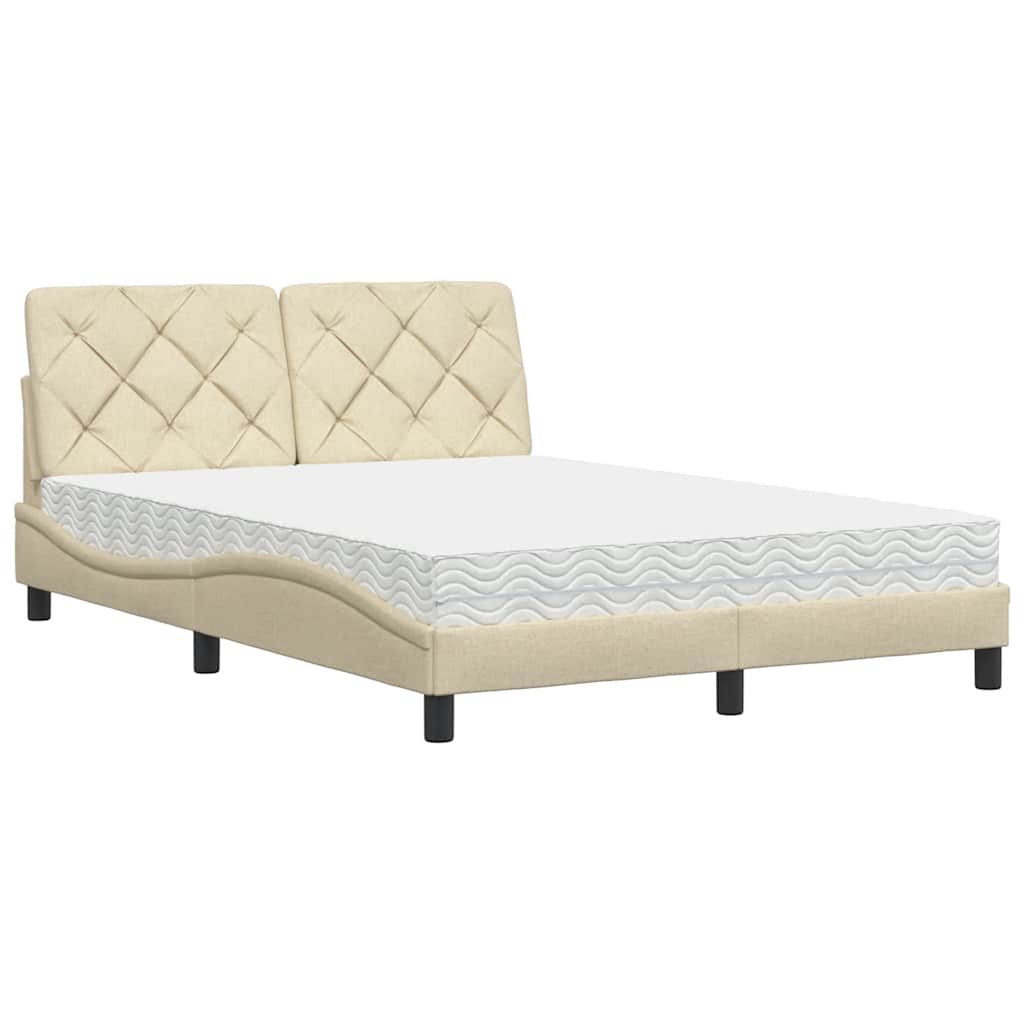 Krevet s madracem krem 120 x 200 cm od tkanine