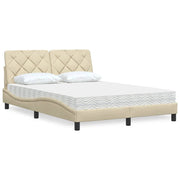 Krevet s madracem krem 120 x 200 cm od tkanine