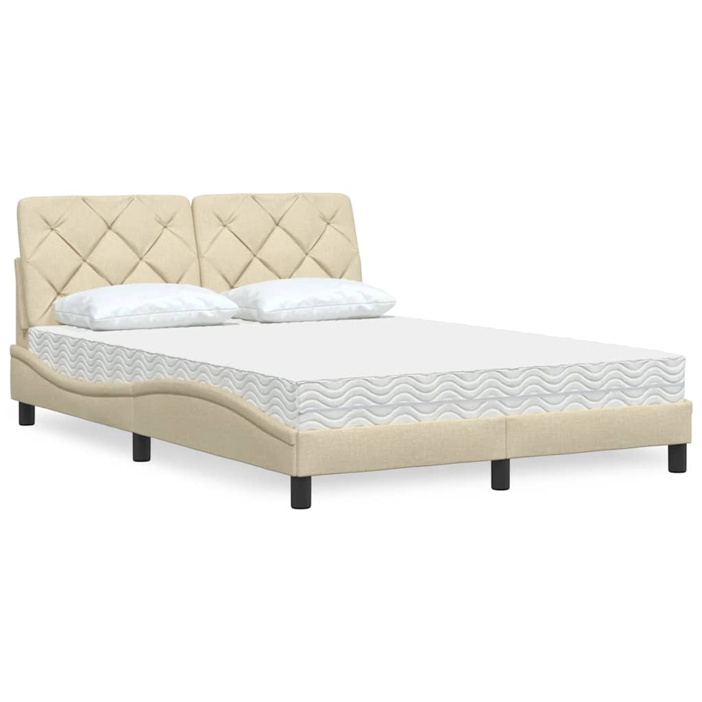 Krevet s madracem krem 120 x 200 cm od tkanine