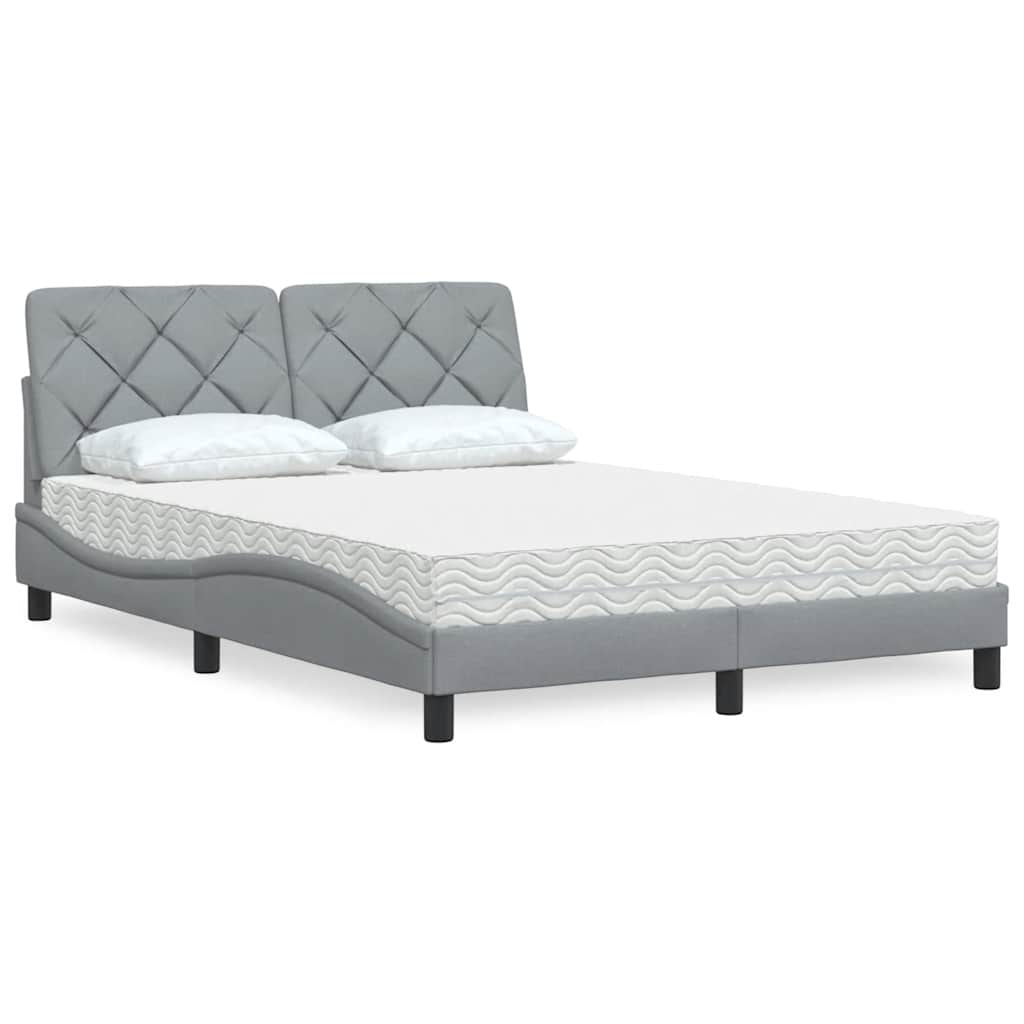 Krevet s madracem svjetlosivi 140x190 cm od tkanine