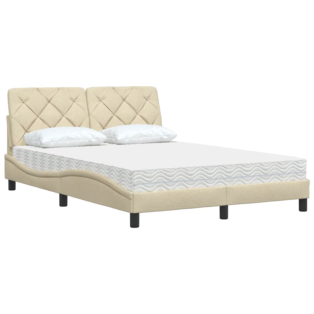 Krevet s madracem krem 140 x 190 cm od tkanine