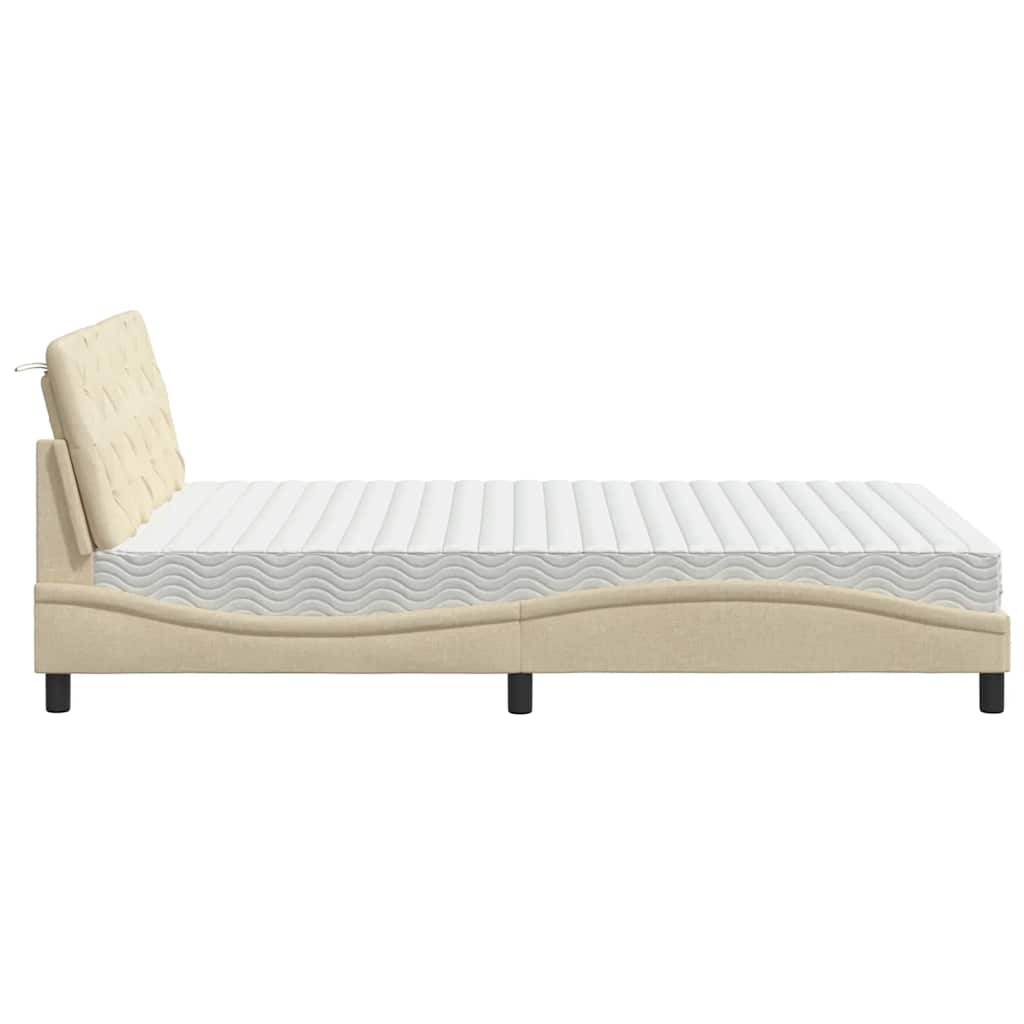 Krevet s madracem krem 140 x 190 cm od tkanine