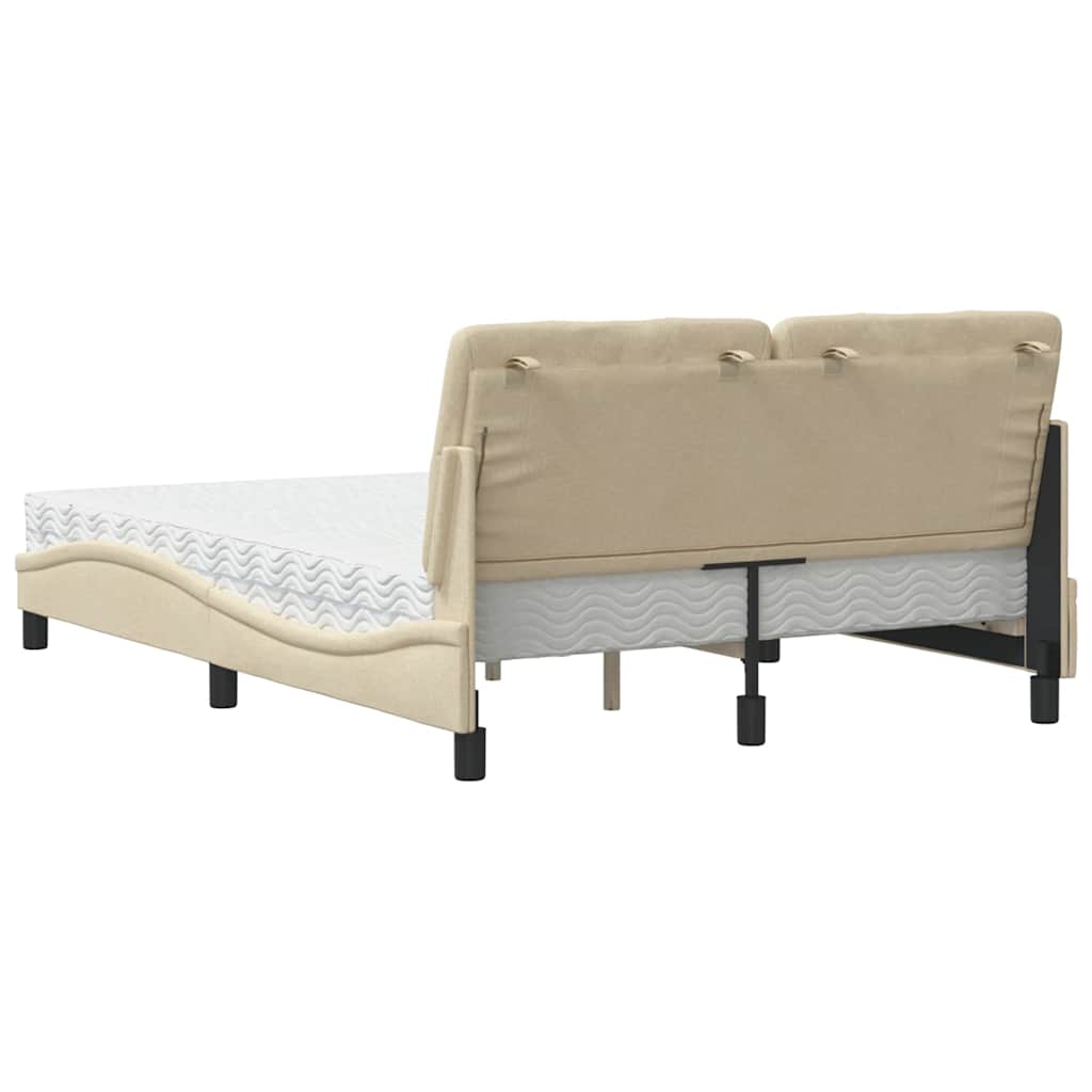 Krevet s madracem krem 140 x 190 cm od tkanine
