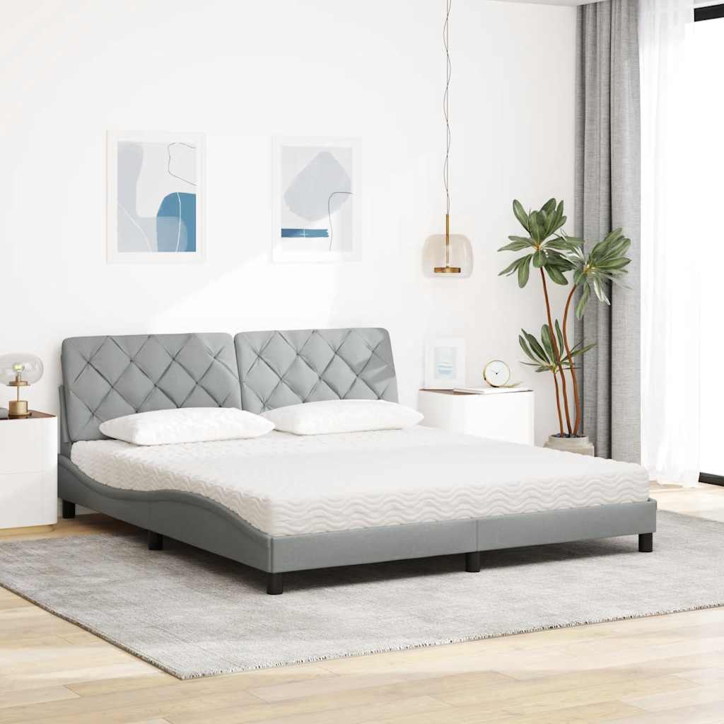 Krevet s madracem svjetlosivi 180x200 cm od tkanine
