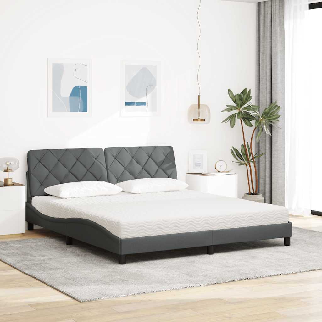 Krevet s madrac svjetlosivi 180x200cm tkanina