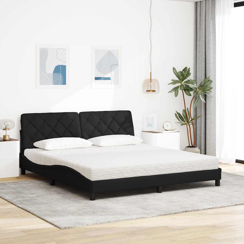 Krevet s madracem crni 180x200 cm od tkanine