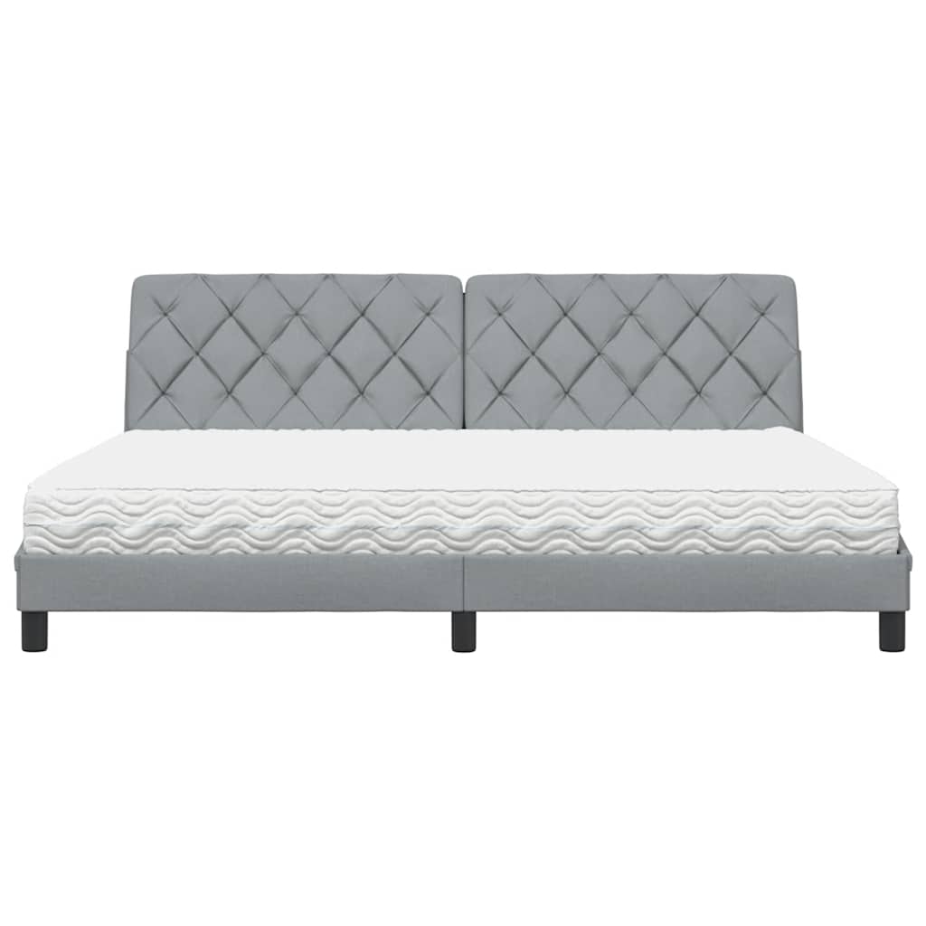 Krevet s madracem svjetlosivi 200 x 200 cm od tkanine