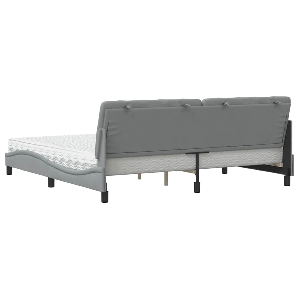 Krevet s madracem svjetlosivi 200 x 200 cm od tkanine