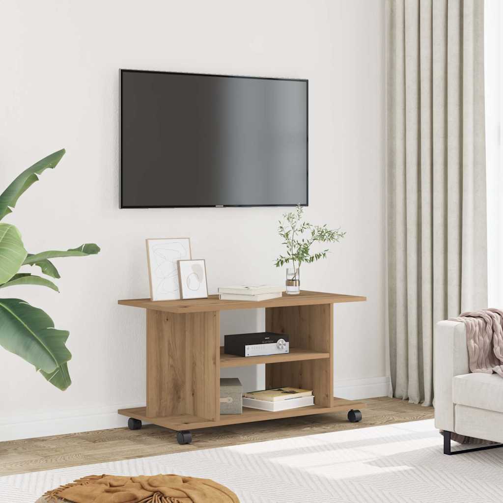 TV ormarić s kotačićima Artisan hrast 80x40x45 cm izrađeno drvo