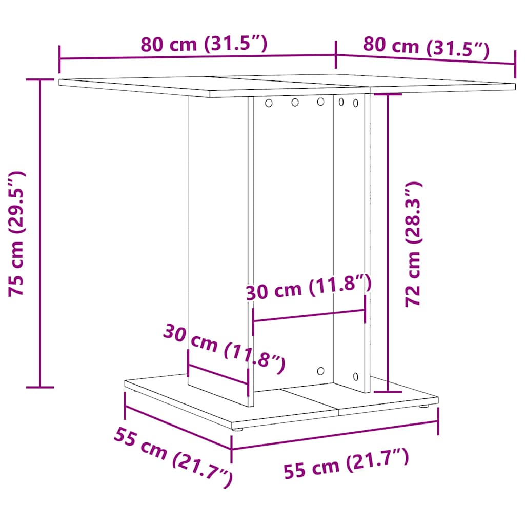 Blagovaonski stol staro drvo 80x80x75 cm konstruirano drvo