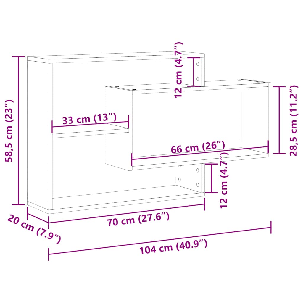 Zidna polica staro drvo 104x20x58,5 cm konstruirano drvo