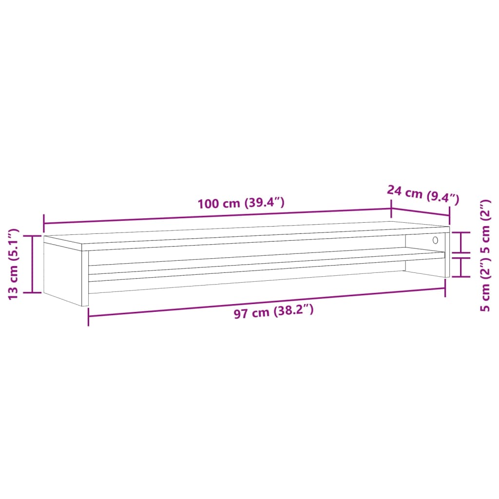 Stalak za monitor boja drva 100 x 24 x 13 cm konstruirano drvo